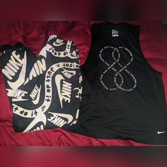 Nike Black Tank Top and Joggers Set - Picture 1 of 5